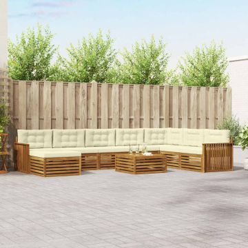 vidaXL Sofų komplektai su pagalve 9 pcs Natūralus ir grietinėlė