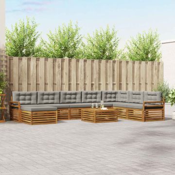 vidaXL Sofų komplektai su pagalve 9 pcs Natūrali ir šviesiai pilka