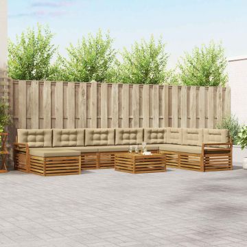 vidaXL Sofų komplektai su pagalve 9 pcs Natūralus ir bežinis