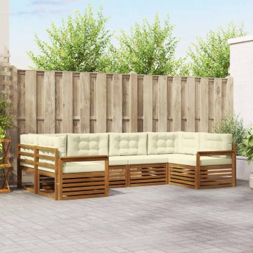vidaXL Sofų komplektai su pagalve 6 pcs Natūralus ir grietinėlė
