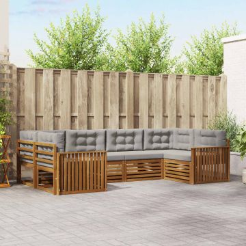vidaXL Sofų komplektai su pagalve 6 pcs Natūrali ir šviesiai pilka