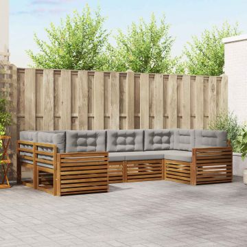 vidaXL Sofų komplektai su pagalve 6 pcs Natūrali ir šviesiai pilka