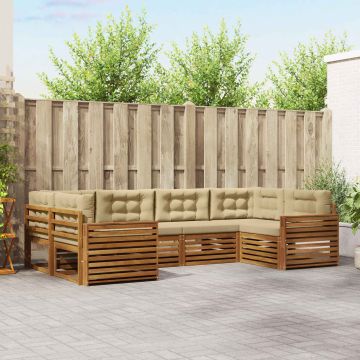 vidaXL Sofų komplektai su pagalve 6 pcs Natūralus ir bežinis