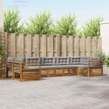 vidaXL Sofų komplektai su pagalve 7 pcs Natūrali ir šviesiai pilka