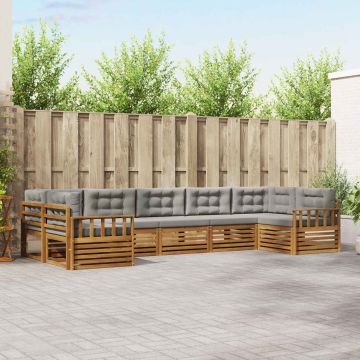 vidaXL Sofų komplektai su pagalve 7 pcs Natūrali ir šviesiai pilka