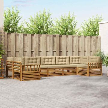 vidaXL Sofų komplektai su pagalve 7 pcs Natūralus ir bežinis