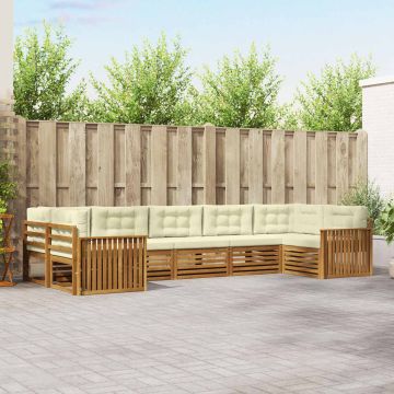 vidaXL Sofų komplektai su pagalve 7 pcs Natūralus ir grietinėlė