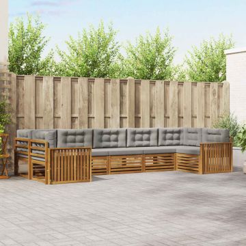 vidaXL Sofų komplektai su pagalve 7 pcs Natūrali ir šviesiai pilka