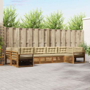 vidaXL Sofų komplektai su pagalve 7 pcs Natūralus ir bežinis