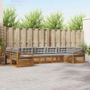 vidaXL Sofų komplektai su pagalve 7 pcs Natūrali ir šviesiai pilka
