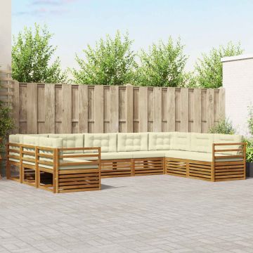 vidaXL Sofų komplektai su pagalve 9 pcs Natūralus ir grietinėlė