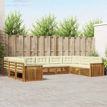vidaXL Sofų komplektai su pagalve 9 pcs Natūralus ir grietinėlė