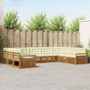 vidaXL Sofų komplektai su pagalve 9 pcs Natūralus ir grietinėlė