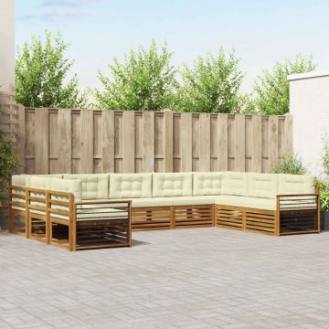 vidaXL Sofų komplektai su pagalve 9 pcs Natūralus ir grietinėlė