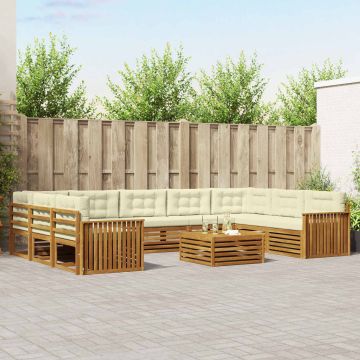 vidaXL Sofų komplektai su pagalve 10 pcs Natūralus ir grietinėlė