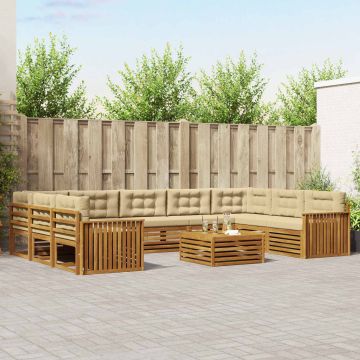 vidaXL Sofų komplektai su pagalve 10 pcs Natūralus ir bežinis
