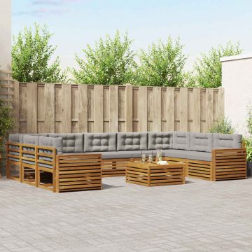 vidaXL Sofų komplektai su pagalve 10 pcs Natūrali ir šviesiai pilka