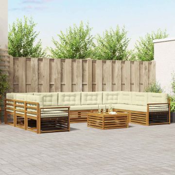 vidaXL Sofų komplektai su pagalve 10 pcs Natūralus ir grietinėlė