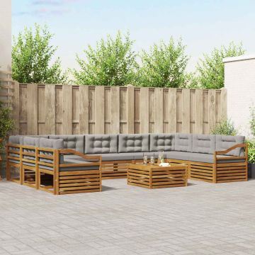vidaXL Sofų komplektai su pagalve 10 pcs Natūrali ir šviesiai pilka