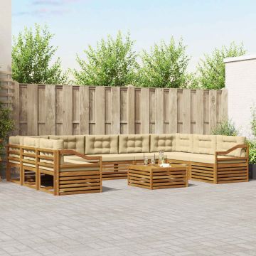 vidaXL Sofų komplektai su pagalve 10 pcs Natūralus ir bežinis