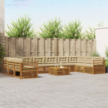 vidaXL Sofų komplektai su pagalve 11 pcs Natūralus ir bežinis