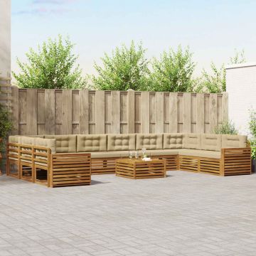 vidaXL Sofų komplektai su pagalve 11 pcs Natūralus ir bežinis