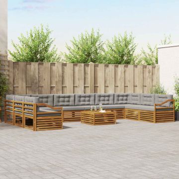 vidaXL Sofų komplektai su pagalve 11 pcs Natūrali ir šviesiai pilka