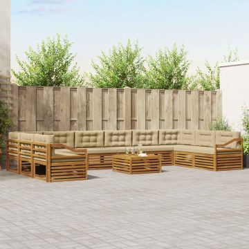 vidaXL Sofų komplektai su pagalve 11 pcs Natūralus ir bežinis