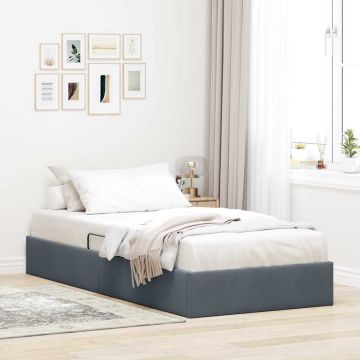 vidaXL Saugos lova su čiužiniu Tamsiai pilka 90 x 190 cm Aksomas