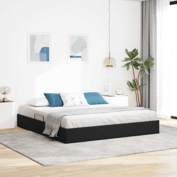 vidaXL Saugos lova su čiužiniu su saugykla Juoda 180 x 200 cm Aksomas