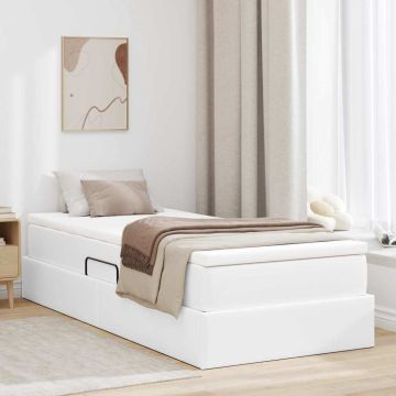 vidaXL Lova su daiktų laikymo vieta ir čiužiniu Balta 90 x 200 cm