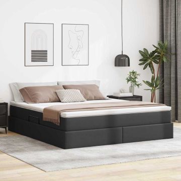 vidaXL Lova su daiktų laikymo vieta ir čiužiniu Juoda 160 x 200 cm