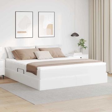 vidaXL Lova su daiktų laikymo vieta ir čiužiniu Balta 180 x 200 cm