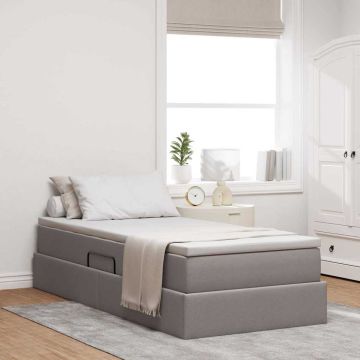 vidaXL Lova su daiktų laikymo vieta ir čiužiniu Taupe 90 x 190 cm