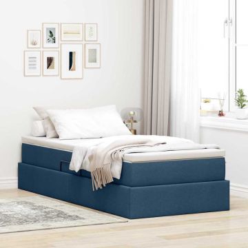vidaXL Lova su daiktų laikymo vieta ir čiužiniu Mėlyna 90 x 200 cm