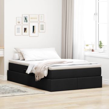 vidaXL Lova su daiktų laikymo vieta ir čiužiniu Juoda 120 x 190 cm