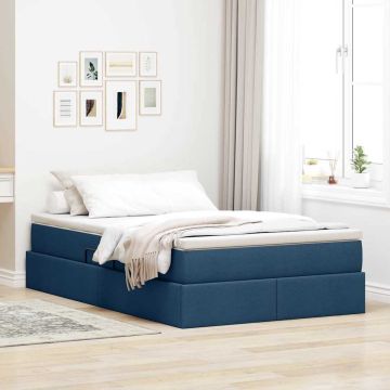 vidaXL Lova su daiktų laikymo vieta ir čiužiniu Mėlyna 120 x 200 cm