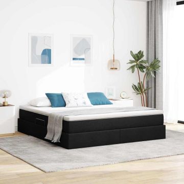 vidaXL Lova su daiktų laikymo vieta ir čiužiniu Juoda 160 x 200 cm