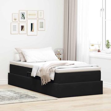 vidaXL Lova su daiktų laikymo vieta ir čiužiniu Juoda 90 x 190 cm