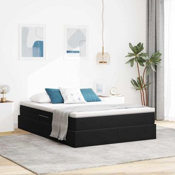 vidaXL Lova su daiktų laikymo vieta ir čiužiniu Juoda 140 x 190 cm