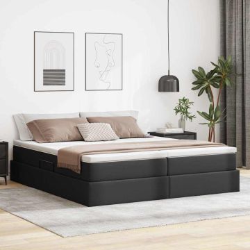 vidaXL Lova su daiktų laikymo vieta ir čiužiniu Juoda 200 x 200 cm
