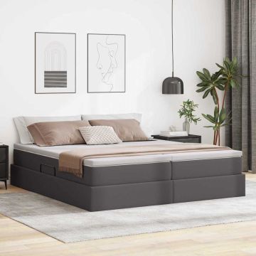 vidaXL Lova su daiktų laikymo vieta ir čiužiniu Pilka 200 x 200 cm
