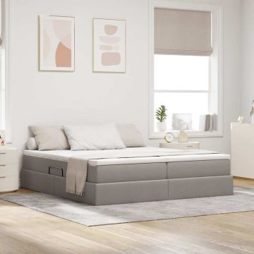 vidaXL Lova su daiktų laikymo vieta ir čiužiniu Taupe 200 x 200 cm