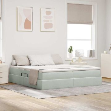 vidaXL Lova su daiktų laikymo vieta ir čiužiniu 200 x 200 cm Aksomas
