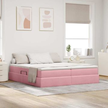 vidaXL Lova su daiktų laikymo vieta ir čiužiniu Rožinė 200 x 200 cm