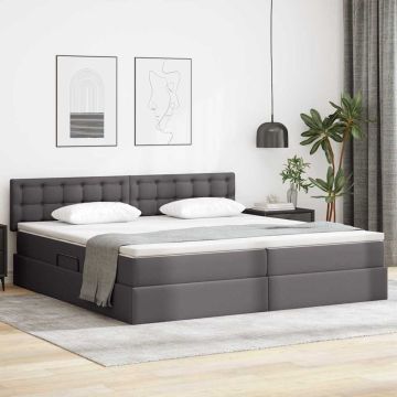 vidaXL Lova su daiktų laikymo vieta ir čiužiniu Pilka 200 x 200 cm