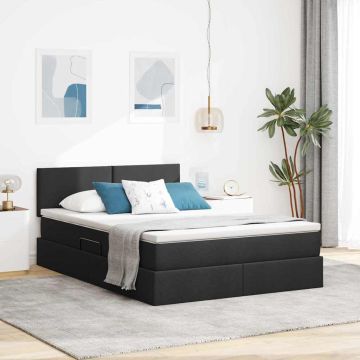vidaXL Lova su daiktų laikymo vieta ir čiužiniu Juoda 140 x 190 cm