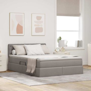 vidaXL Lova su daiktų laikymo vieta ir čiužiniu Taupe 140 x 190 cm