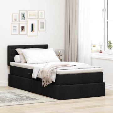 vidaXL Lova su daiktų laikymo vieta ir čiužiniu Juoda 90 x 190 cm