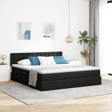 vidaXL Lova su daiktų laikymo vieta ir čiužiniu Juoda 160 x 200 cm